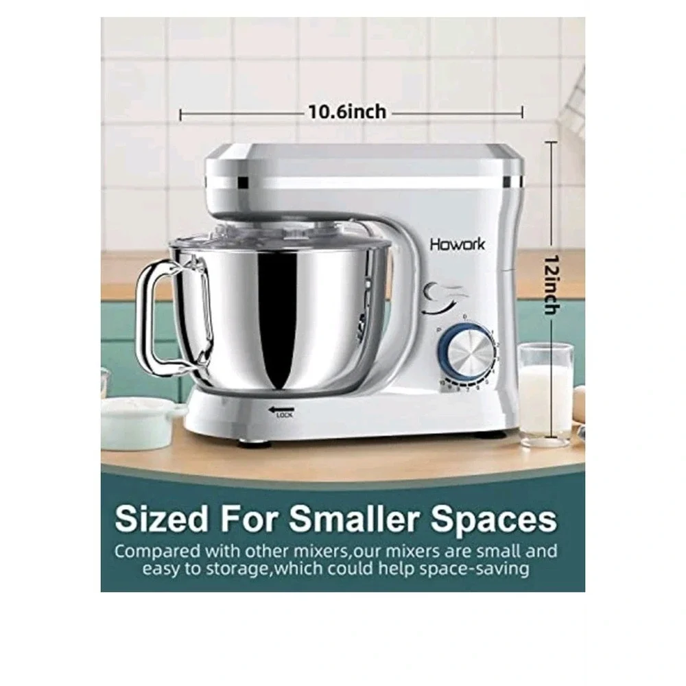 Howork 7Qt Stand Mixer SM-1510 10-Speed Tilt-Head Electric Food Mixer Silver